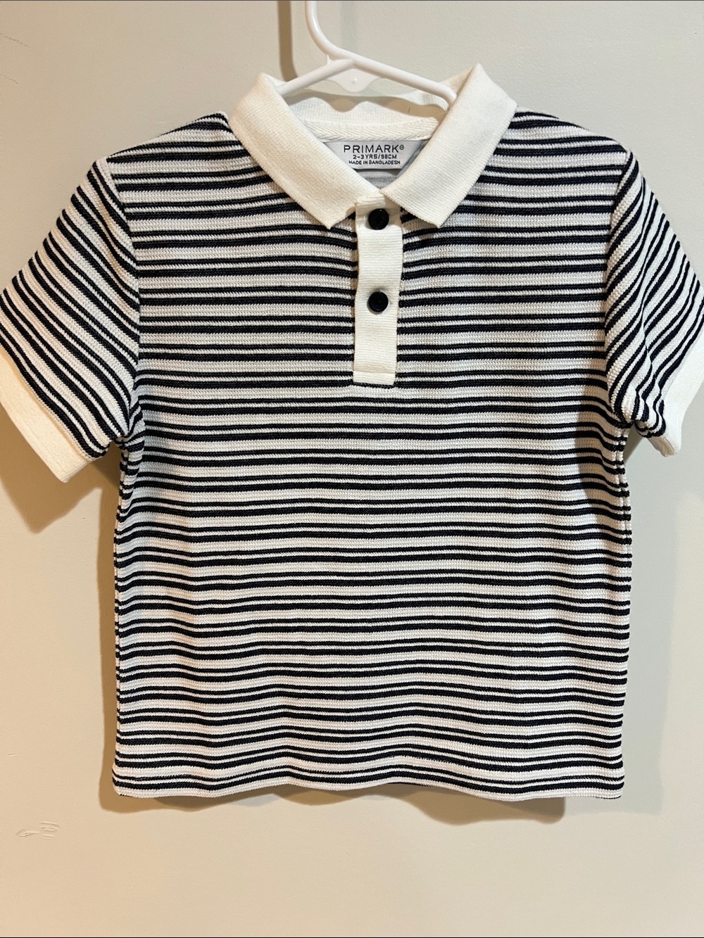 Primark Black & White Striped Polo Shirt for Kids